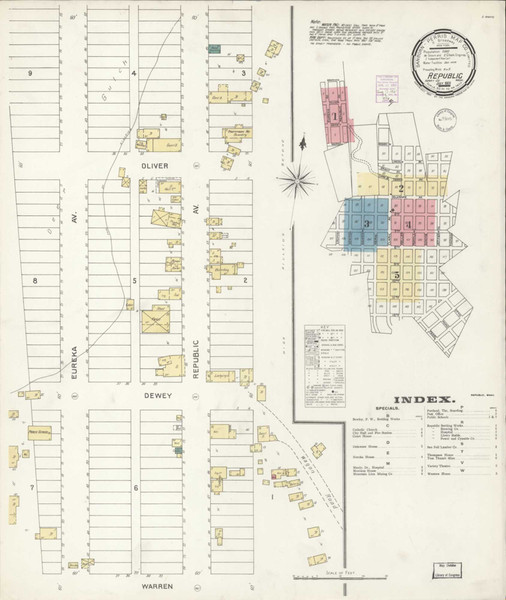 Republic Washington 1901 - Fire Insurance Index - Old Map Reprint Republic Washington 1901 - Fire Insurance Index - Old Map Reprint
