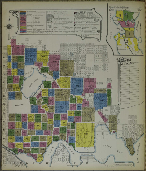 Seattle Washington 1919 V6 - Fire Insurance Index - Old Map Reprint Seattle Washington 1919 V6 - Fire Insurance Index - Old Map Reprint