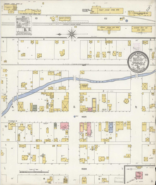 Spangler Washington 1908 - Fire Insurance Index - Old Map Reprint Spangler Washington 1908 - Fire Insurance Index - Old Map Reprint