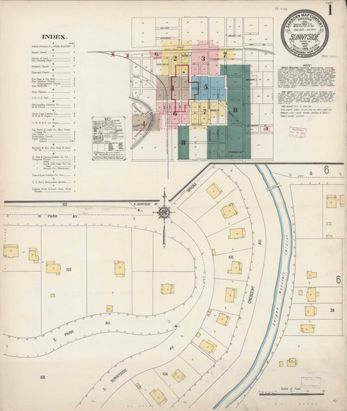 Sunnyside Washington 1915 - Fire Insurance Index - Old Map Reprint Sunnyside Washington 1915 - Fire Insurance Index - Old Map Reprint