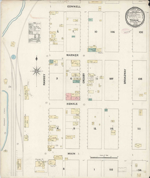 Tekoa Washington 1890 - Fire Insurance Index - Old Map Reprint Tekoa Washington 1890 - Fire Insurance Index - Old Map Reprint