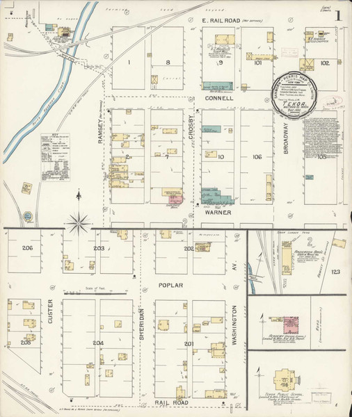 Tekoa Washington 1892 - Fire Insurance Index - Old Map Reprint Tekoa Washington 1892 - Fire Insurance Index - Old Map Reprint