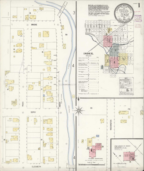 Tekoa Washington 1908 - Fire Insurance Index - Old Map Reprint Tekoa Washington 1908 - Fire Insurance Index - Old Map Reprint