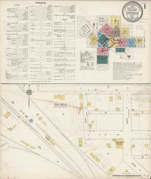 Toppenish Washington 1915 - Fire Insurance Index - Old Map Reprint Toppenish Washington 1915 - Fire Insurance Index - Old Map Reprint