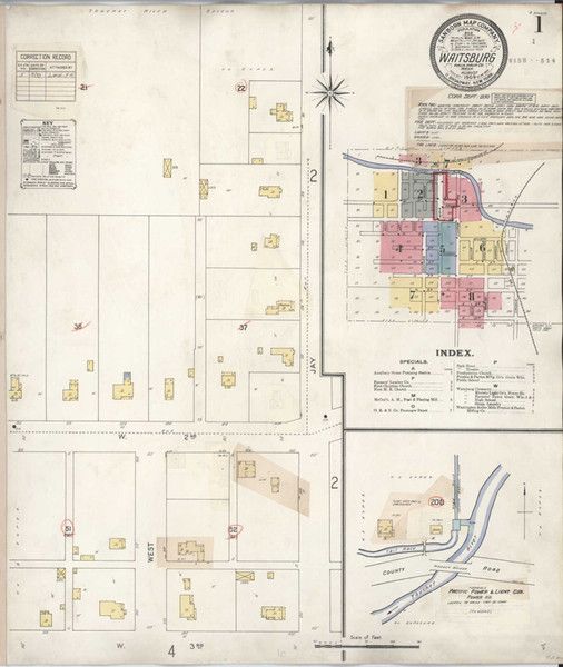 Waitsburg Washington 1933 - Fire Insurance Index - Old Map Reprint Waitsburg Washington 1933 - Fire Insurance Index - Old Map Reprint