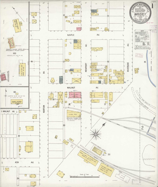 Waverly Washington 1908 - Fire Insurance Index - Old Map Reprint