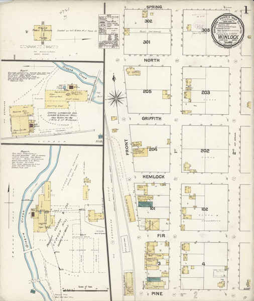 Winlock Washington 1893 - Fire Insurance Index - Old Map Reprint Winlock Washington 1893 - Fire Insurance Index - Old Map Reprint