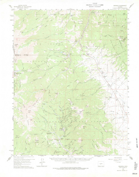 Bonanza, Colorado 1959 (1977) USGS Old Topo Map Reprint 15x15 CO Quad 402323