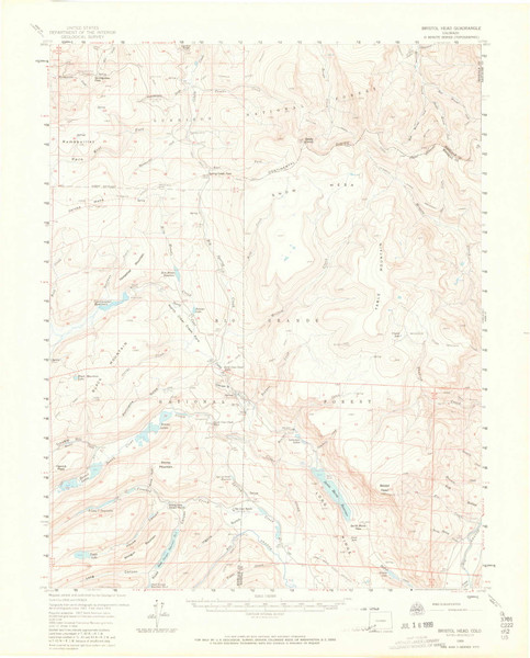Bristol Head, Colorado 1959 (1966) USGS Old Topo Map Reprint 15x15 CO Quad 402344