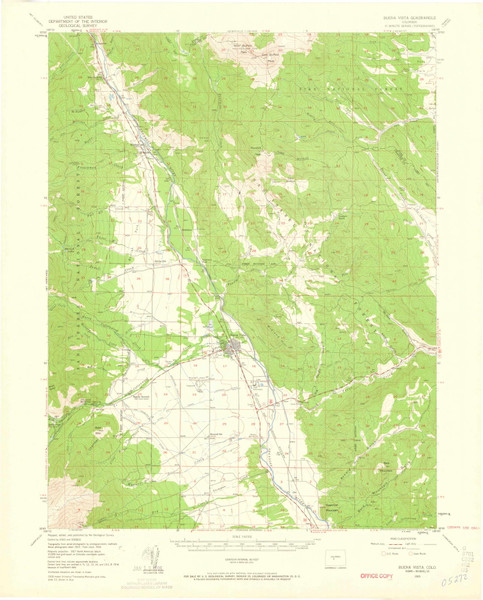 Buena Vista, Colorado 1955 (1960) USGS Old Topo Map Reprint 15x15 CO Quad 402351