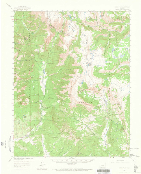 Chama Peak, Colorado 1957 (1965) USGS Old Topo Map Reprint 15x15 CO Quad 402243