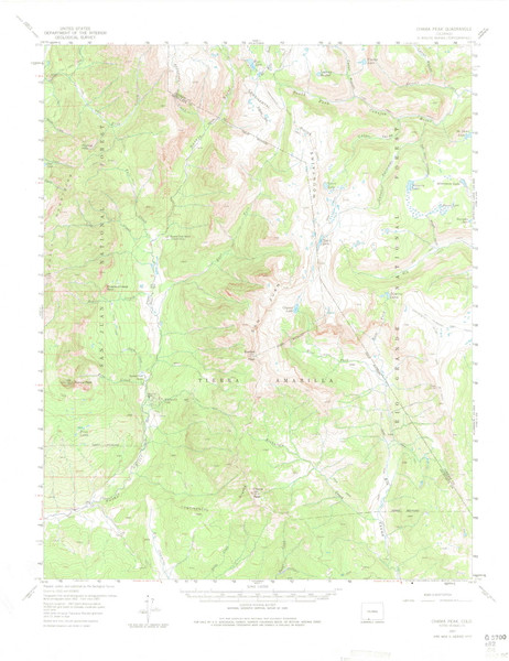 Chama Peak, Colorado 1957 (1974) USGS Old Topo Map Reprint 15x15 CO Quad 402242