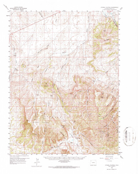 Citadel Plateau, Colorado 1958 (1987) USGS Old Topo Map Reprint 15x15 CO Quad 232568