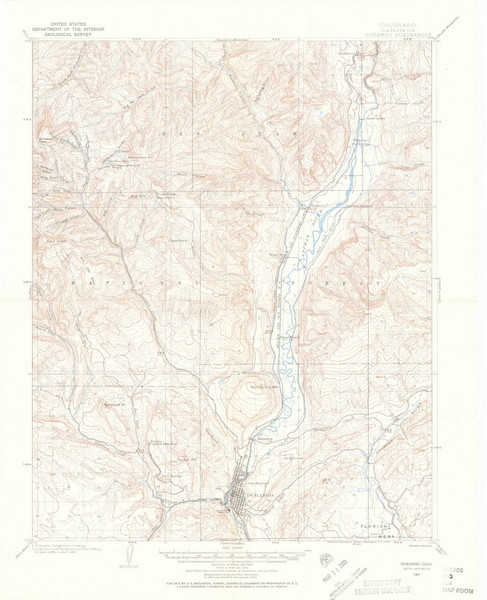 Durango, Colorado 1907 (1963) USGS Old Topo Map Reprint 15x15 CO Quad 402863