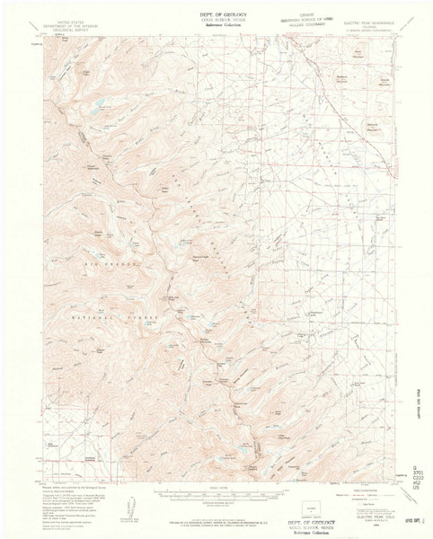 Electric Peak, Colorado 1959 (1961) USGS Old Topo Map Reprint 15x15 CO Quad 402875
