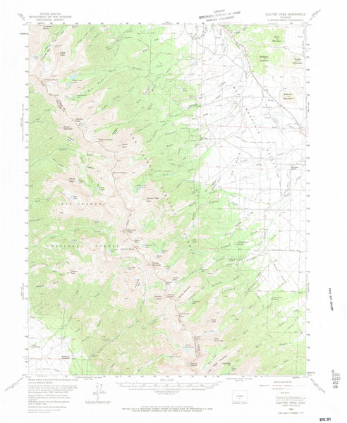 Electric Peak, Colorado 1959 (1974) USGS Old Topo Map Reprint 15x15 CO Quad 402871