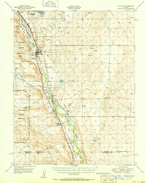 Fountain, Colorado 1951 (1951) USGS Old Topo Map Reprint 15x15 CO Quad 233026
