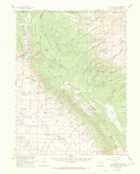 Kings Canyon, Colorado 1955 (1969) USGS Old Topo Map Reprint 15x15 CO Quad 402849