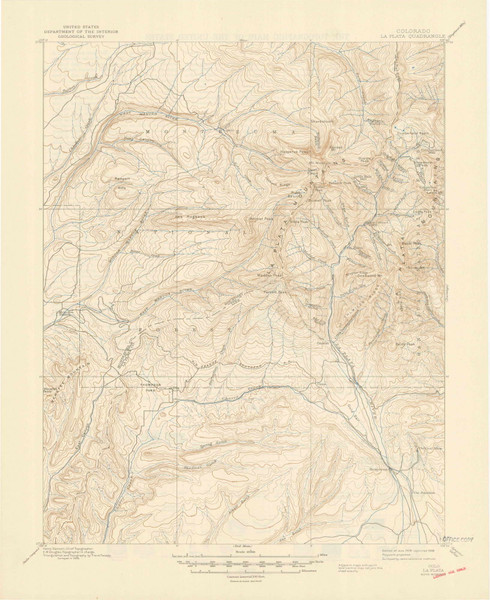 La Plata, Colorado 1908 (1946) USGS Old Topo Map Reprint 15x15 CO Quad 402757