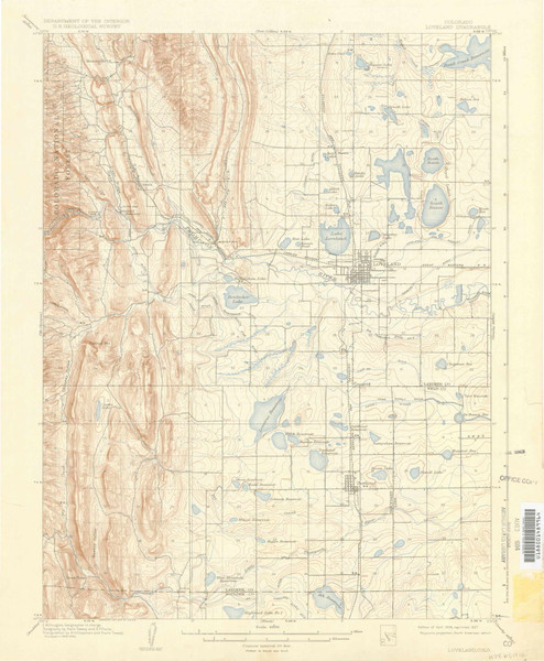 Loveland, Colorado 1908 (1927) USGS Old Topo Map Reprint 15x15 CO Quad 402783
