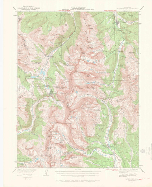 Mount Lincoln, Colorado 1938 (1970) USGS Old Topo Map Reprint 15x15 CO Quad 402739