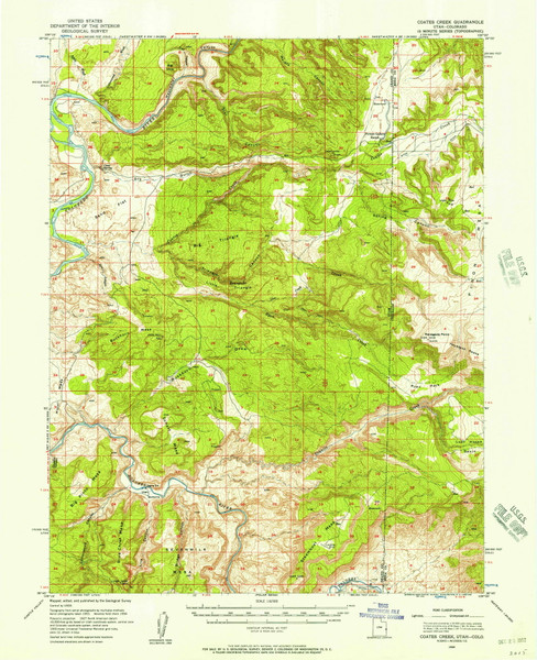 Coates Creek, Utah 1954 (1957) USGS Old Topo Map Reprint 15x15 CO Quad 248684 Coates Creek, Utah 1954 (1957) USGS Old Topo Map Reprint 15x15 CO Quad 248684