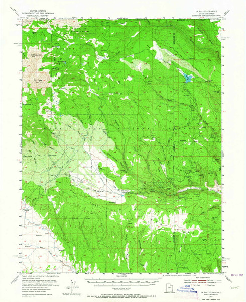 La Sal, Utah 1954 (1964) USGS Old Topo Map Reprint 15x15 CO Quad 250213 La Sal, Utah 1954 (1964) USGS Old Topo Map Reprint 15x15 CO Quad 250213