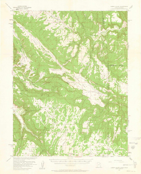 Lisbon Valley, Utah 1954 (1961) USGS Old Topo Map Reprint 15x15 CO Quad 402770 Lisbon Valley, Utah 1954 (1961) USGS Old Topo Map Reprint 15x15 CO Quad 402770