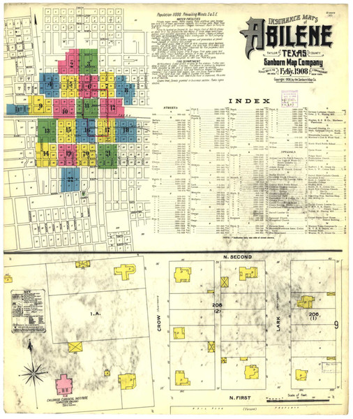 Abilene Texas 1908 - Fire Insurance Index - Old Map Reprint Abilene Texas 1908 - Fire Insurance Index - Old Map Reprint