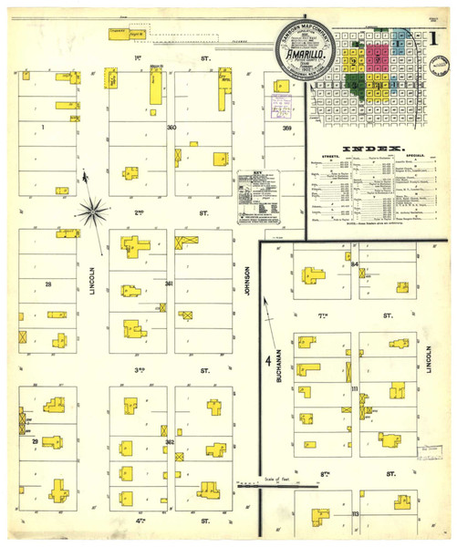 Amarillo Texas 1902 - Fire Insurance Index - Old Map Reprint Amarillo Texas 1902 - Fire Insurance Index - Old Map Reprint