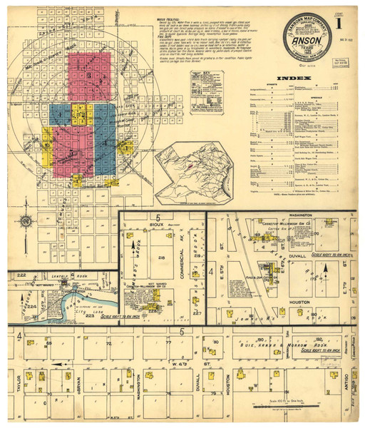 Anson Texas 1922 - Fire Insurance Index - Old Map Reprint Anson Texas 1922 - Fire Insurance Index - Old Map Reprint