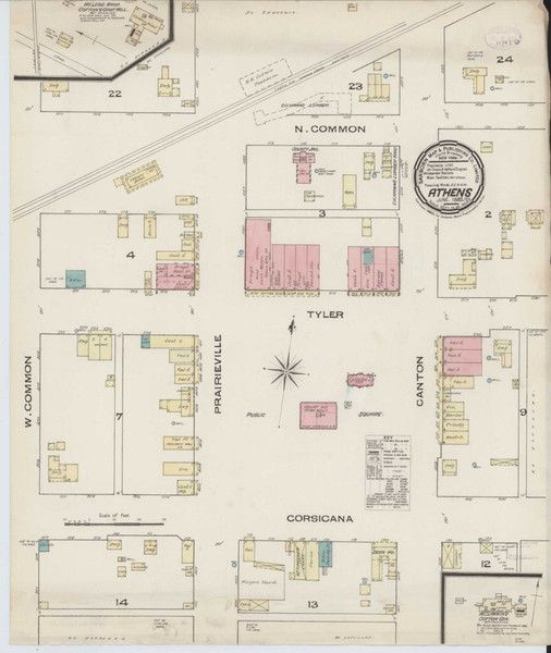 Athens Texas 1885 - Fire Insurance Index - Old Map Reprint Athens Texas 1885 - Fire Insurance Index - Old Map Reprint
