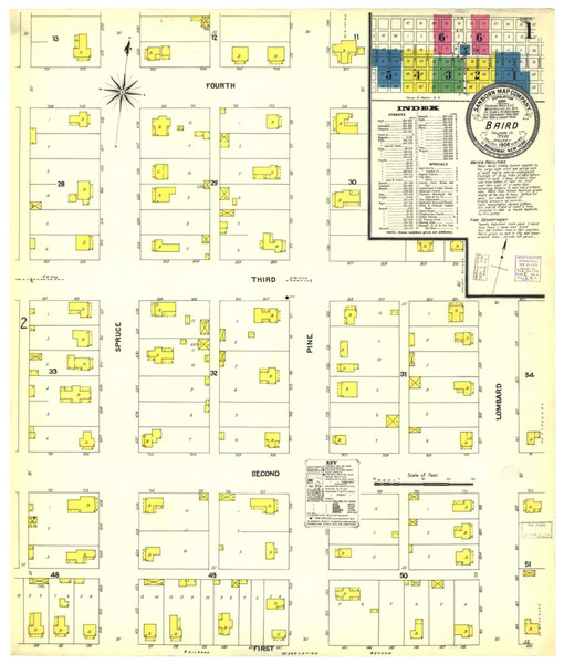 Baird Texas 1908 - Fire Insurance Index - Old Map Reprint
