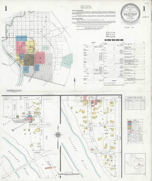 Bastrop Texas 1934 - Fire Insurance Index - Old Map Reprint Bastrop Texas 1934 - Fire Insurance Index - Old Map Reprint