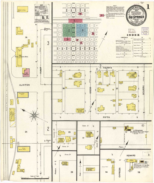 Big Spring Texas 1905 - Fire Insurance Index - Old Map Reprint Big Spring Texas 1905 - Fire Insurance Index - Old Map Reprint