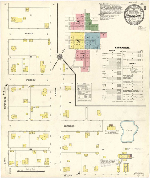 Blooming Grove Texas 1910 - Fire Insurance Index - Old Map Reprint Blooming Grove Texas 1910 - Fire Insurance Index - Old Map Reprint