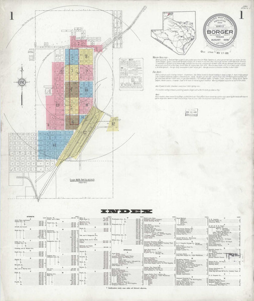Borger Texas 1928 - Fire Insurance Index - Old Map Reprint Borger Texas 1928 - Fire Insurance Index - Old Map Reprint