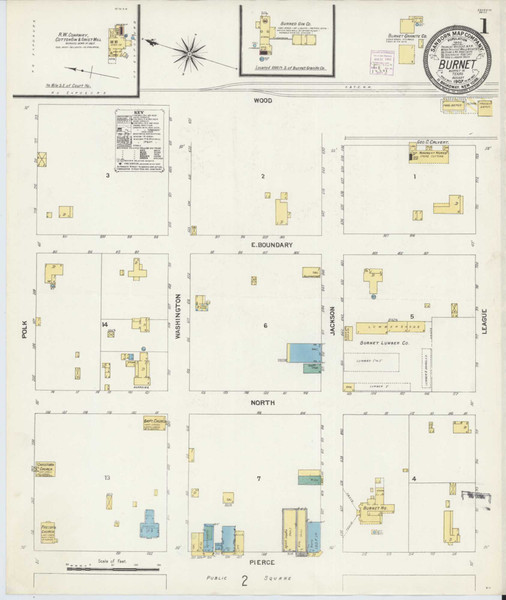 Burnet Texas 1907 - Fire Insurance Index - Old Map Reprint Burnet Texas 1907 - Fire Insurance Index - Old Map Reprint