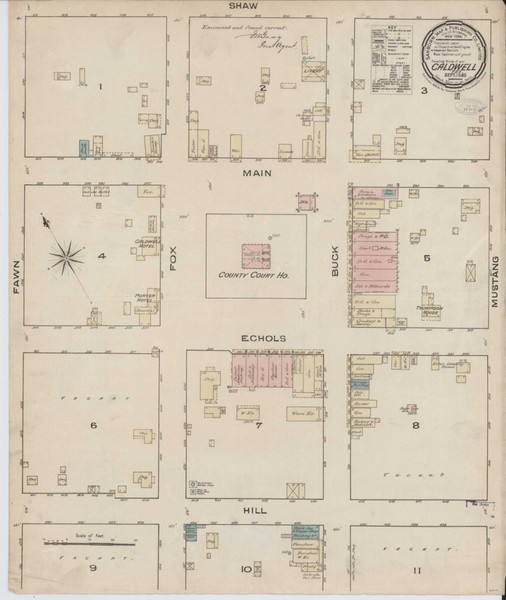 Caldwell Texas 1885 - Fire Insurance Index - Old Map Reprint