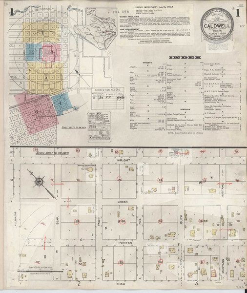 Caldwell Texas 1943 - Fire Insurance Index - Old Map Reprint