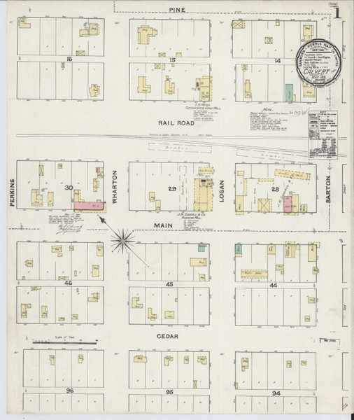 Calvert Texas 1891 - Fire Insurance Index - Old Map Reprint Calvert Texas 1891 - Fire Insurance Index - Old Map Reprint
