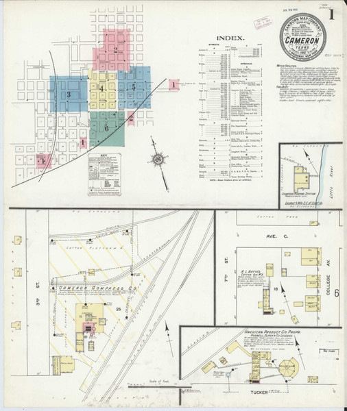 Cameron Texas 1912 - Fire Insurance Index - Old Map Reprint