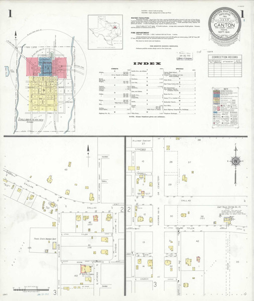 Canton Texas 1941 - Fire Insurance Index - Old Map Reprint Canton Texas 1941 - Fire Insurance Index - Old Map Reprint