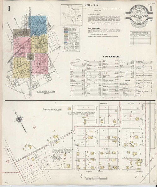 Cleveland Texas 1939 - Fire Insurance Index - Old Map Reprint Cleveland Texas 1939 - Fire Insurance Index - Old Map Reprint