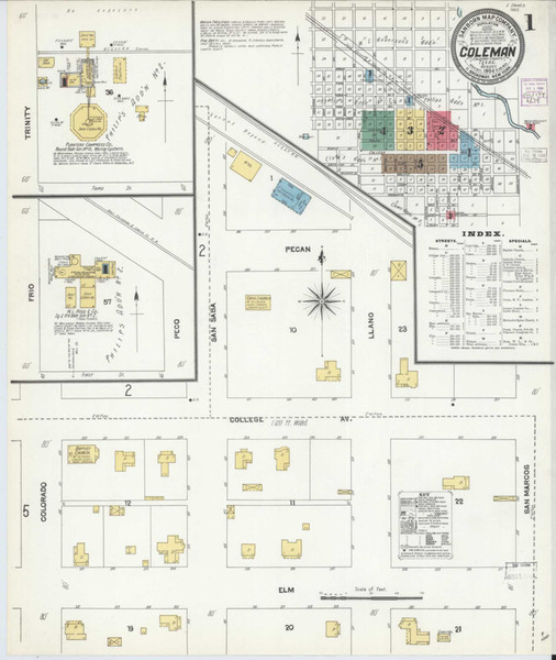 Coleman Texas 1904 - Fire Insurance Index - Old Map Reprint Coleman Texas 1904 - Fire Insurance Index - Old Map Reprint