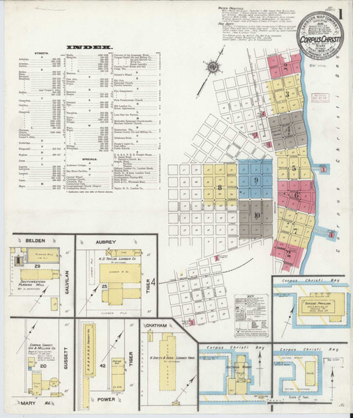 Corpus Christi Texas 1909 - Fire Insurance Index - Old Map Reprint Corpus Christi Texas 1909 - Fire Insurance Index - Old Map Reprint
