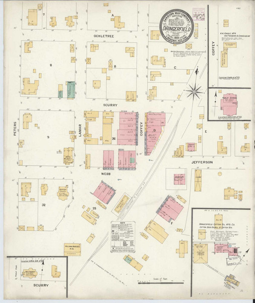 Daingerfield Texas 1909 - Fire Insurance Index - Old Map Reprint