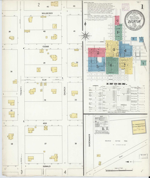 Decatur Texas 1907 - Fire Insurance Index - Old Map Reprint