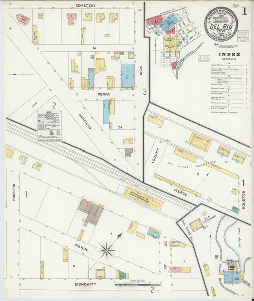 Del Rio Texas 1905 - Fire Insurance Index - Old Map Reprint Del Rio Texas 1905 - Fire Insurance Index - Old Map Reprint