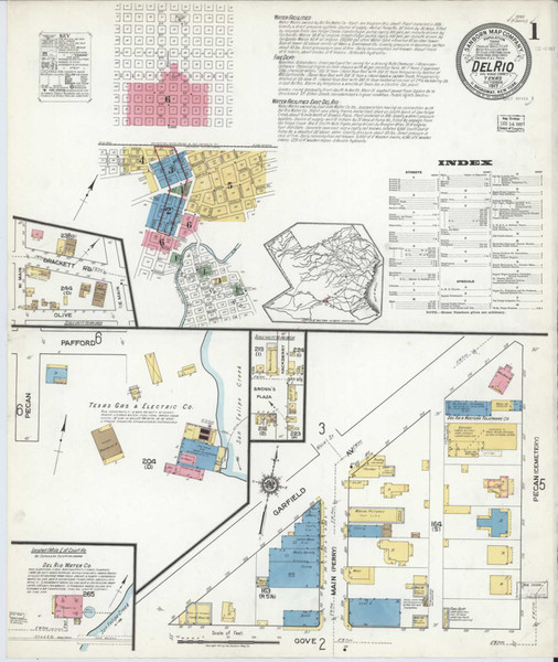 Del Rio Texas 1917 - Fire Insurance Index - Old Map Reprint Del Rio Texas 1917 - Fire Insurance Index - Old Map Reprint